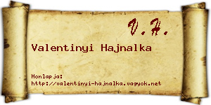 Valentinyi Hajnalka névjegykártya